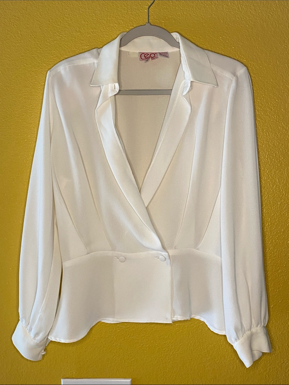 Ce.O. Ivory Draped Wrap Blouse
